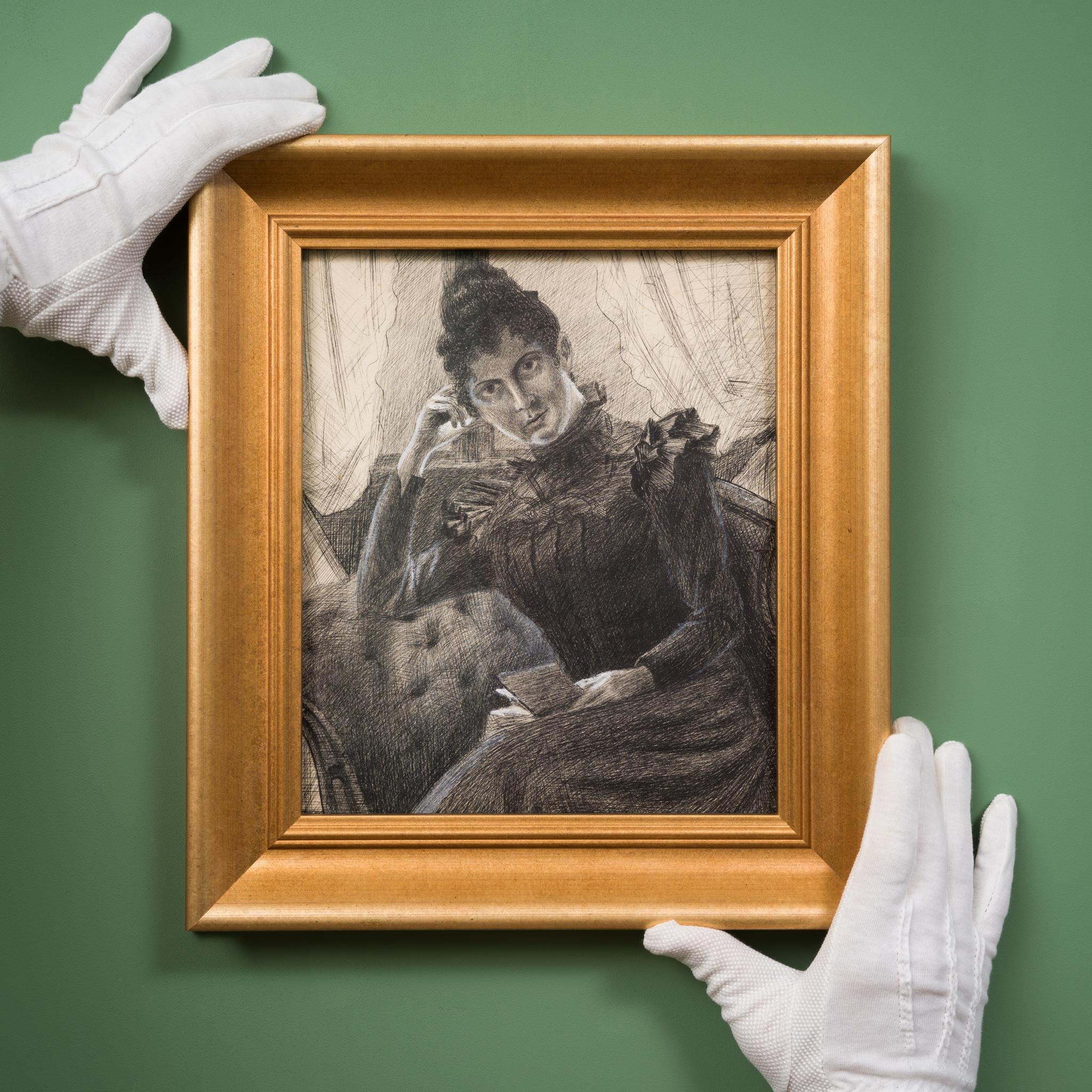 Hilding Werner (1880-1944) Suède

Hulda dans une chambre à Ruds Säteri 

techniques mixtes sur papier 
sans cadre 27 x 22,5 cm (10,63 x 8,86 pouces)
encadré 38 x 33,5 cm (14,96 x 13,19 pouces)

Provenance : 
Nous avons acquis cette pièce, ainsi que