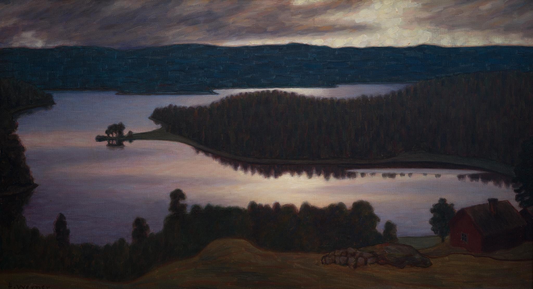 Hilding Werner (1880-1944) – Mondlicht über Krokvattnet (in der Nähe von Glafsfjorden) im Angebot 2