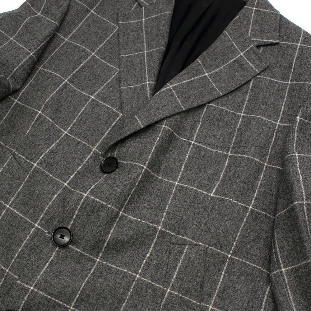 Gray Hilditch & Key Grey Checkered Wool Coat 40R For Sale