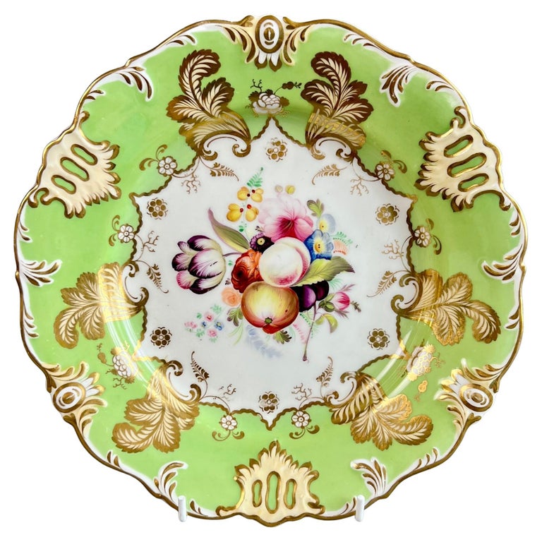 Hilditch Porcelain Plate, Apple Green, Fruits and Flowers, Rococo ...