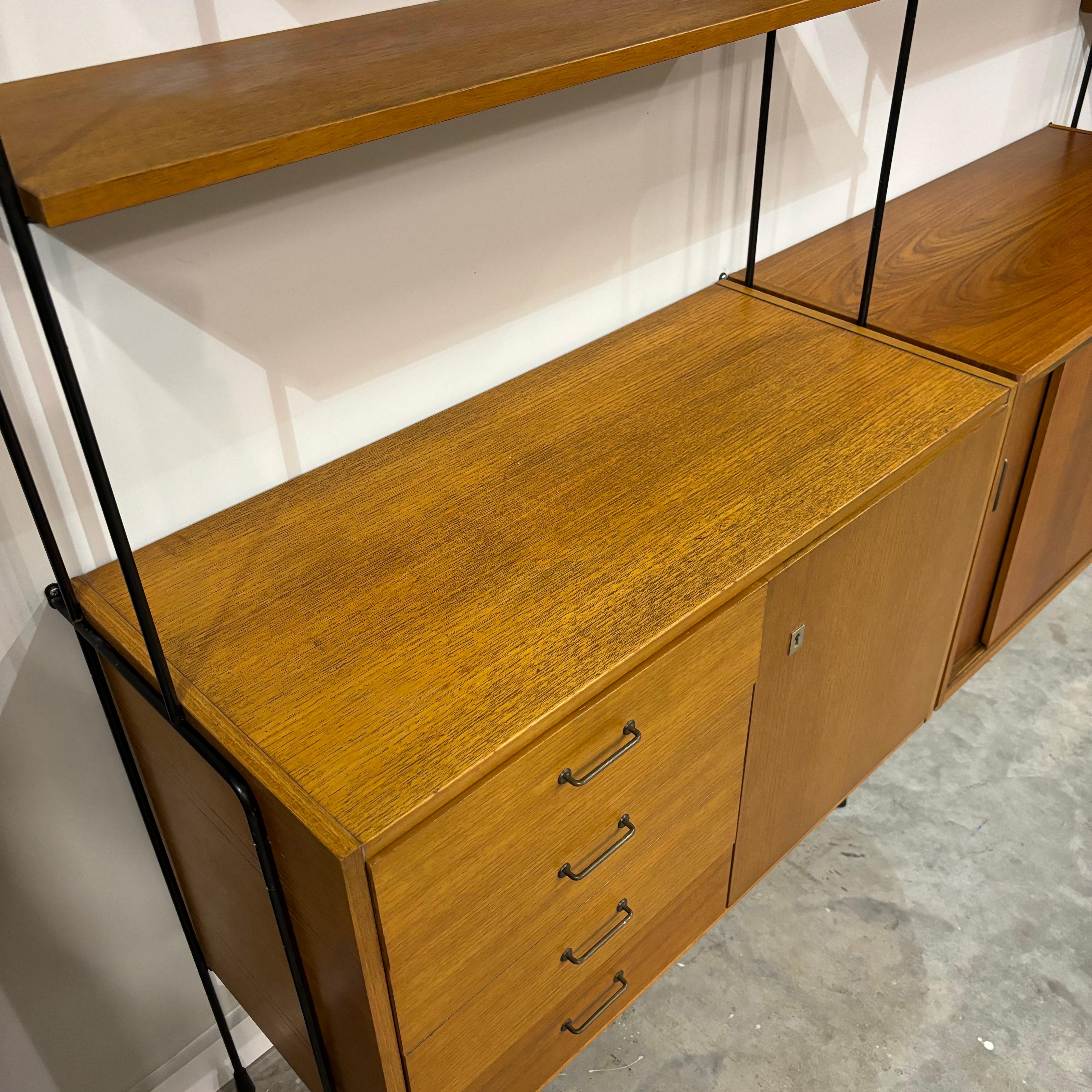 Mid Century Modern Hilker Furniture 4-Bay Wall Unit, Germany, 1960s For Sale 4