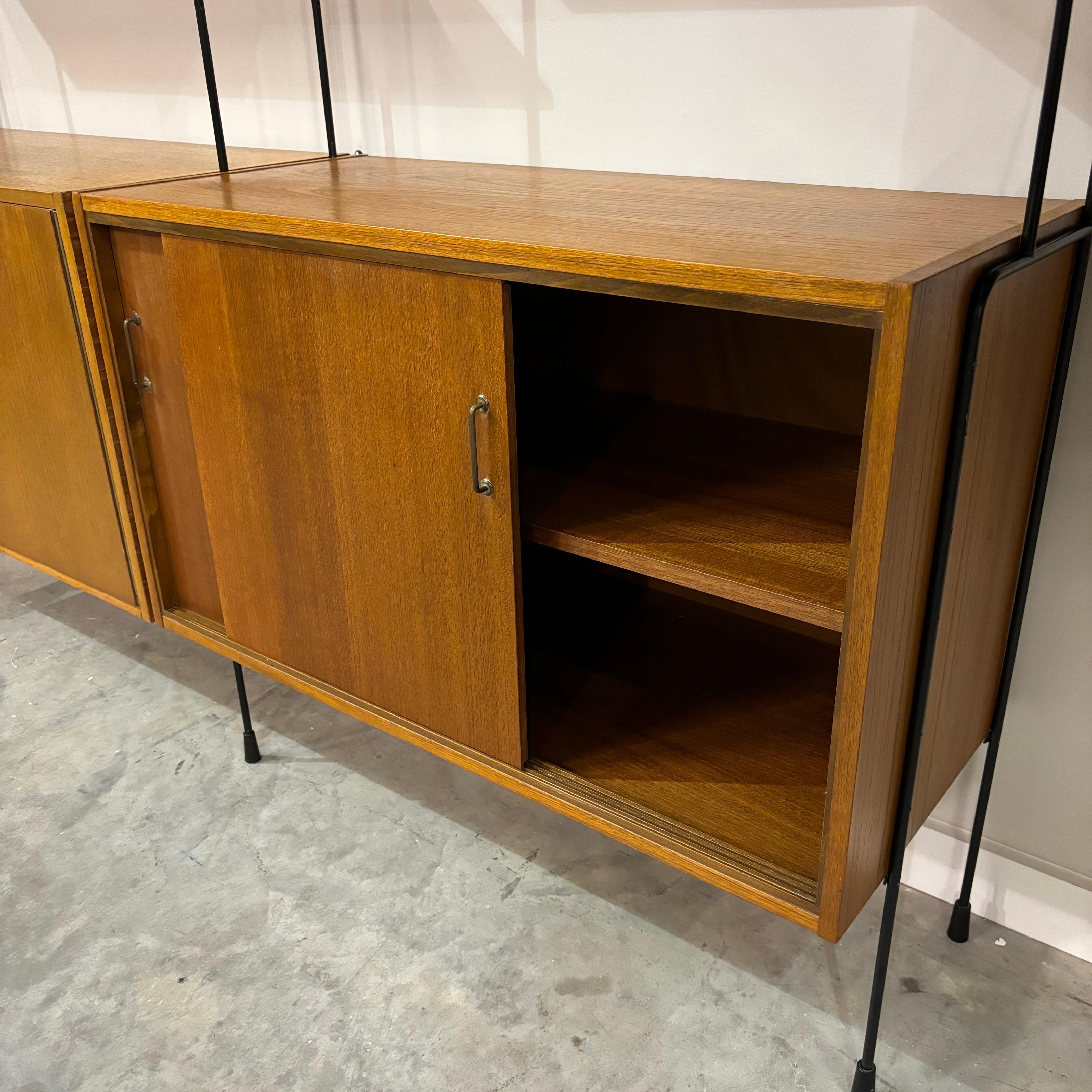 Mid Century Modern Hilker Furniture 4-Bay Wall Unit, Germany, 1960s For Sale 1