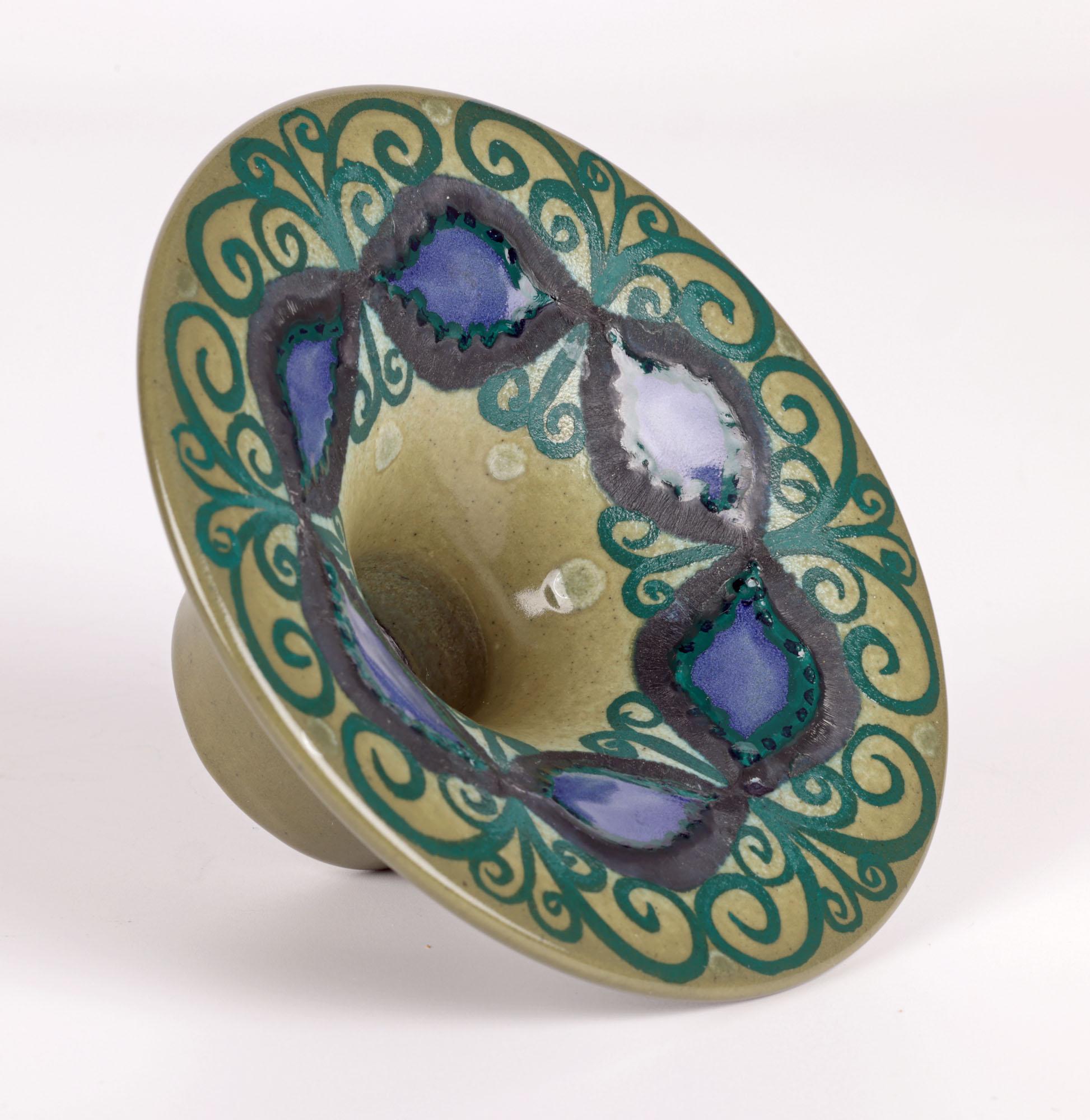 Hilkka-Liisa Ahola Arabia Art Pottery Candle Holder   In Good Condition For Sale In Bishop's Stortford, Hertfordshire