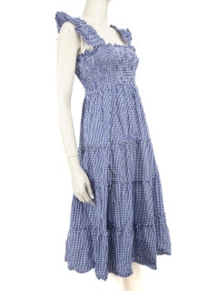 Hill House Blue Gingham Pattern Midi Dress Size XS