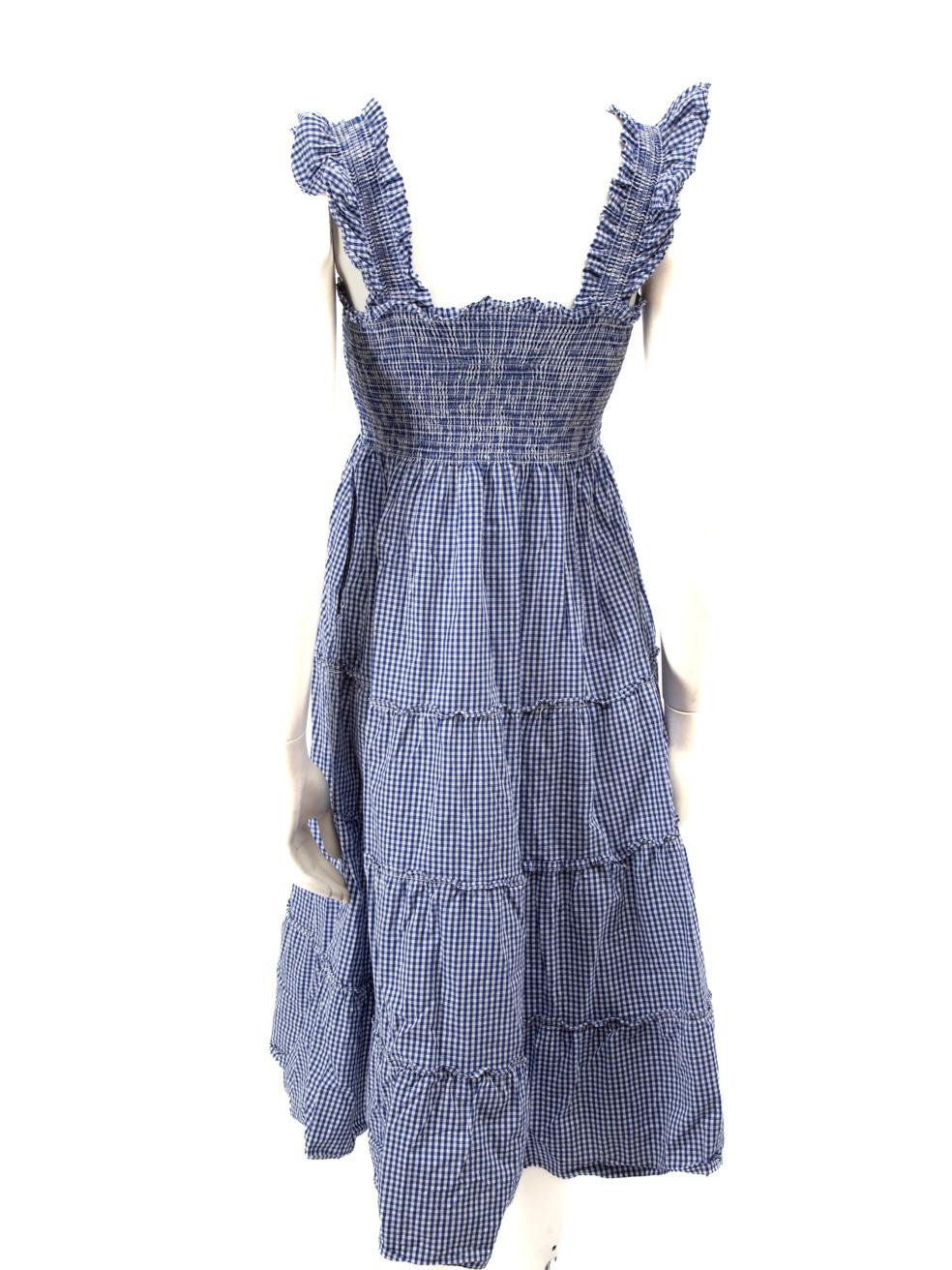 Hill House Blue Gingham Pattern Midi Dress Size XS In Good Condition In London, GB