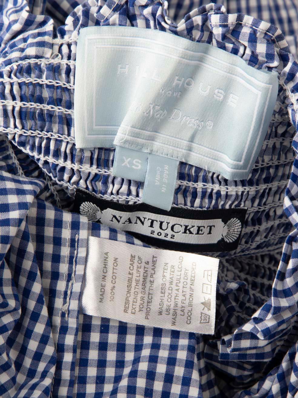 Hill House Blue Gingham Pattern Midi Dress Size XS 1
