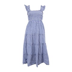 Hill House Blue Gingham Pattern Midi Dress Size XS