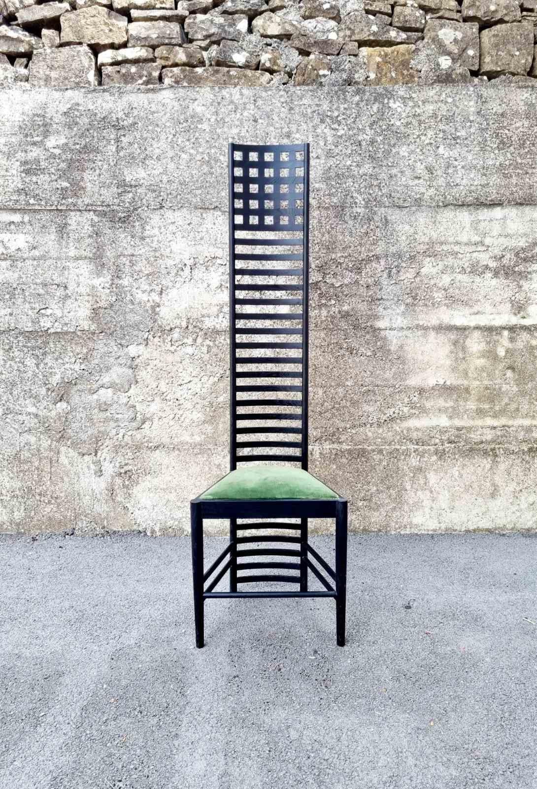 The Willow chair was originally designed in 1904 by architect Charles R. Macintosh for the Hill House in Helensburgh, Scotland

Production rights were acquired by Cassina during the early 1970s.
Marked with the Cassina label.

This is an
