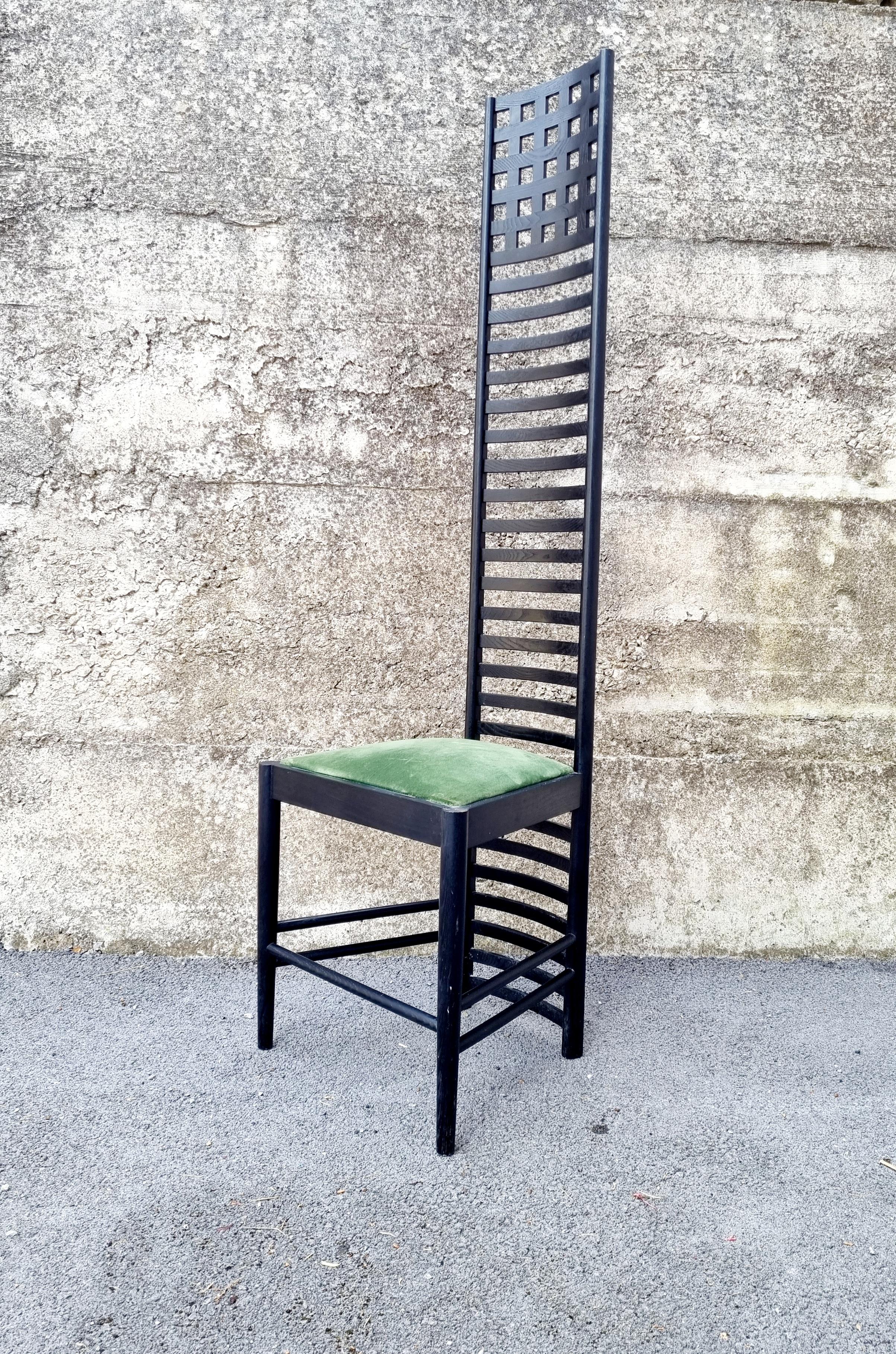 Hill House Chair by Charles Rennie Mackintosh for Cassina, Italy 70s In Excellent Condition In Lucija, SI