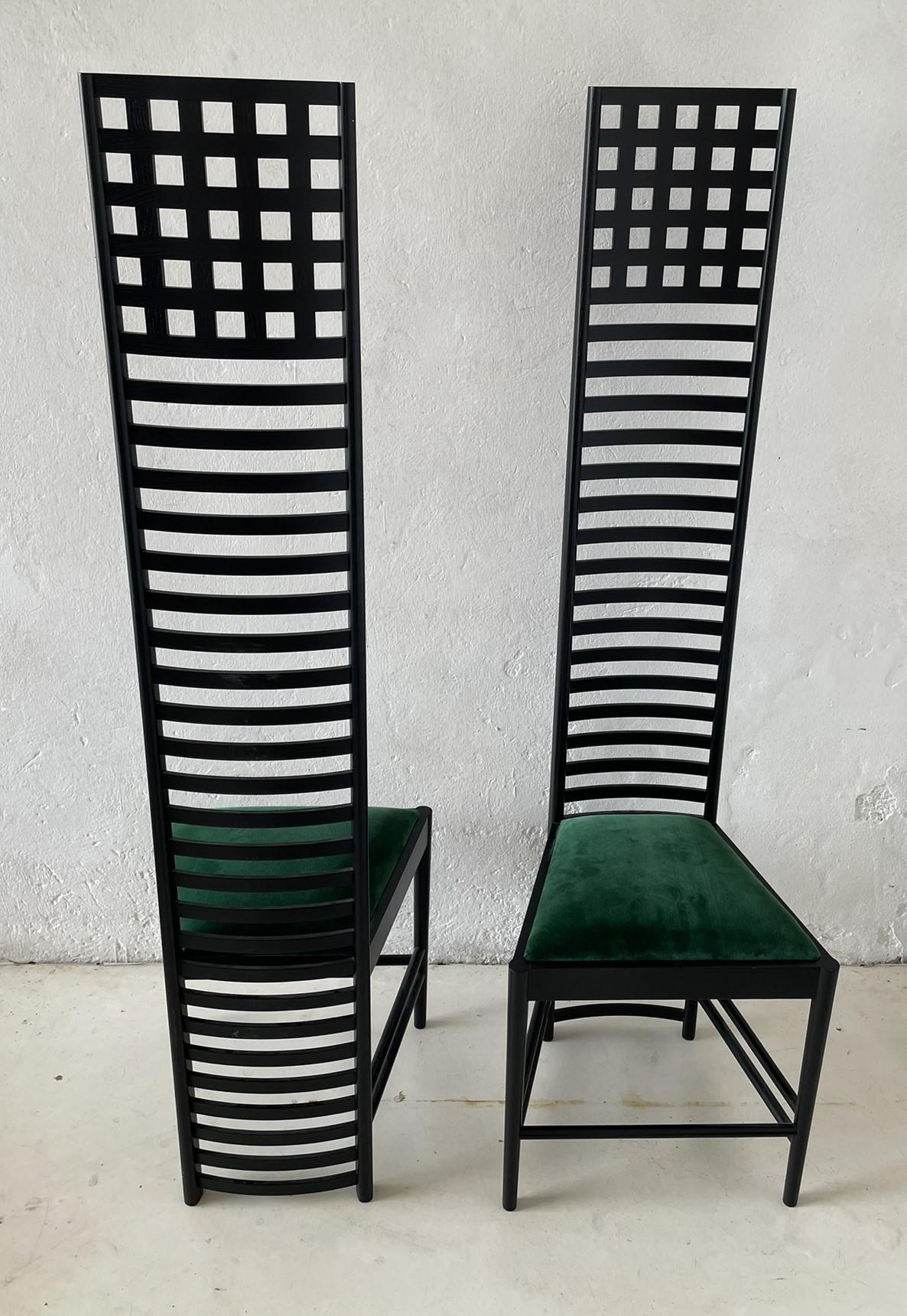 Italian Hill House Chairs by Charles Rennie Mackintosh, Cassina, Italy For Sale