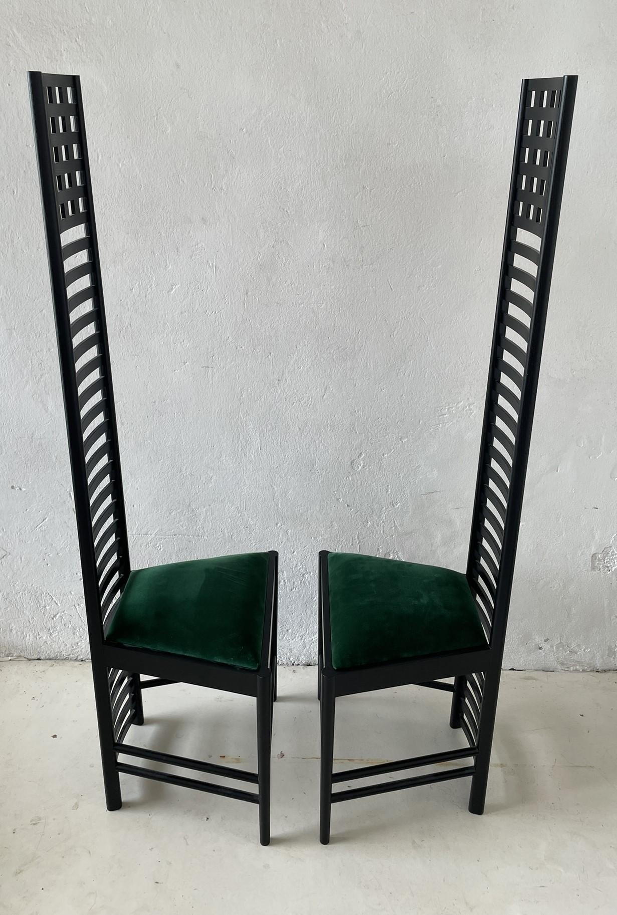 Late 20th Century Hill House Chairs by Charles Rennie Mackintosh, Cassina, Italy For Sale
