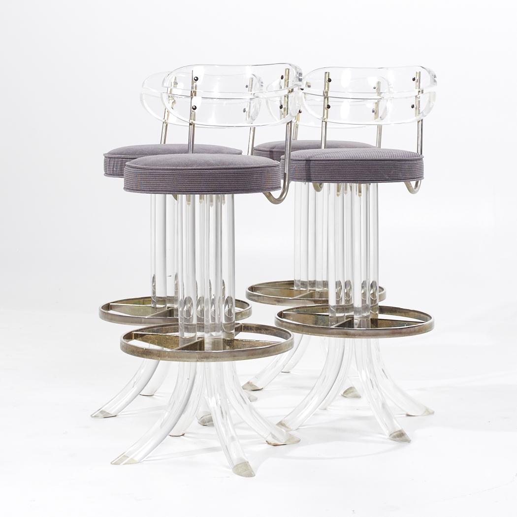 Mid-Century Modern Hill Manufacturing Mid Century Lucite and Chrome Barstools - Set of 4 For Sale