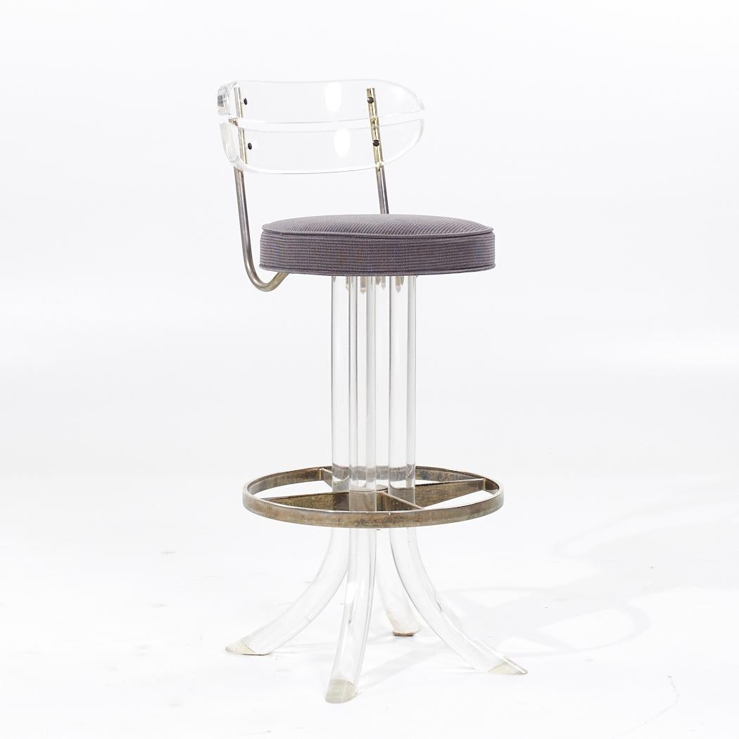American Hill Manufacturing Mid Century Lucite and Chrome Barstools - Set of 4 For Sale