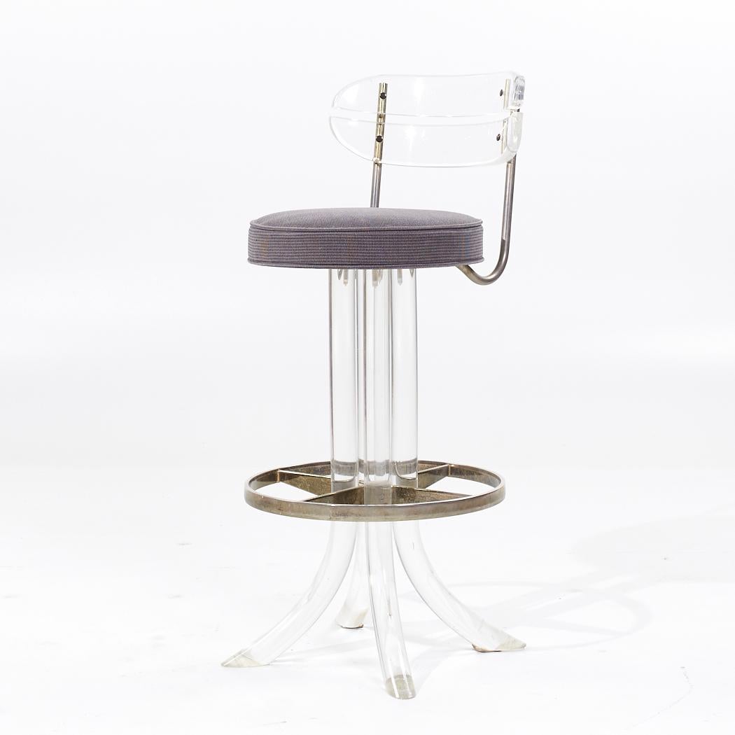 Late 20th Century Hill Manufacturing Mid Century Lucite and Chrome Barstools - Set of 4 For Sale