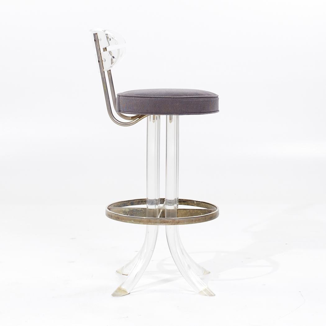 Upholstery Hill Manufacturing Mid Century Lucite and Chrome Barstools - Set of 4