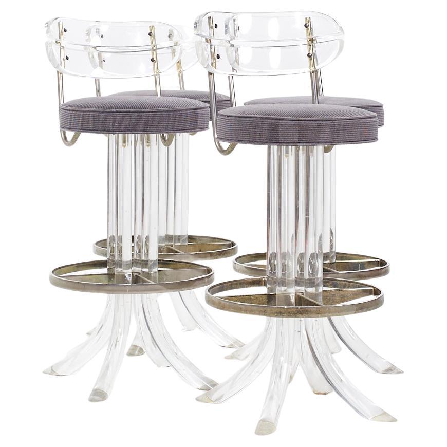 Hill Manufacturing Mid Century Lucite and Chrome Barstools - Set of 4 For Sale