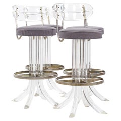 Vintage Hill Manufacturing Mid Century Lucite and Chrome Barstools - Set of 4
