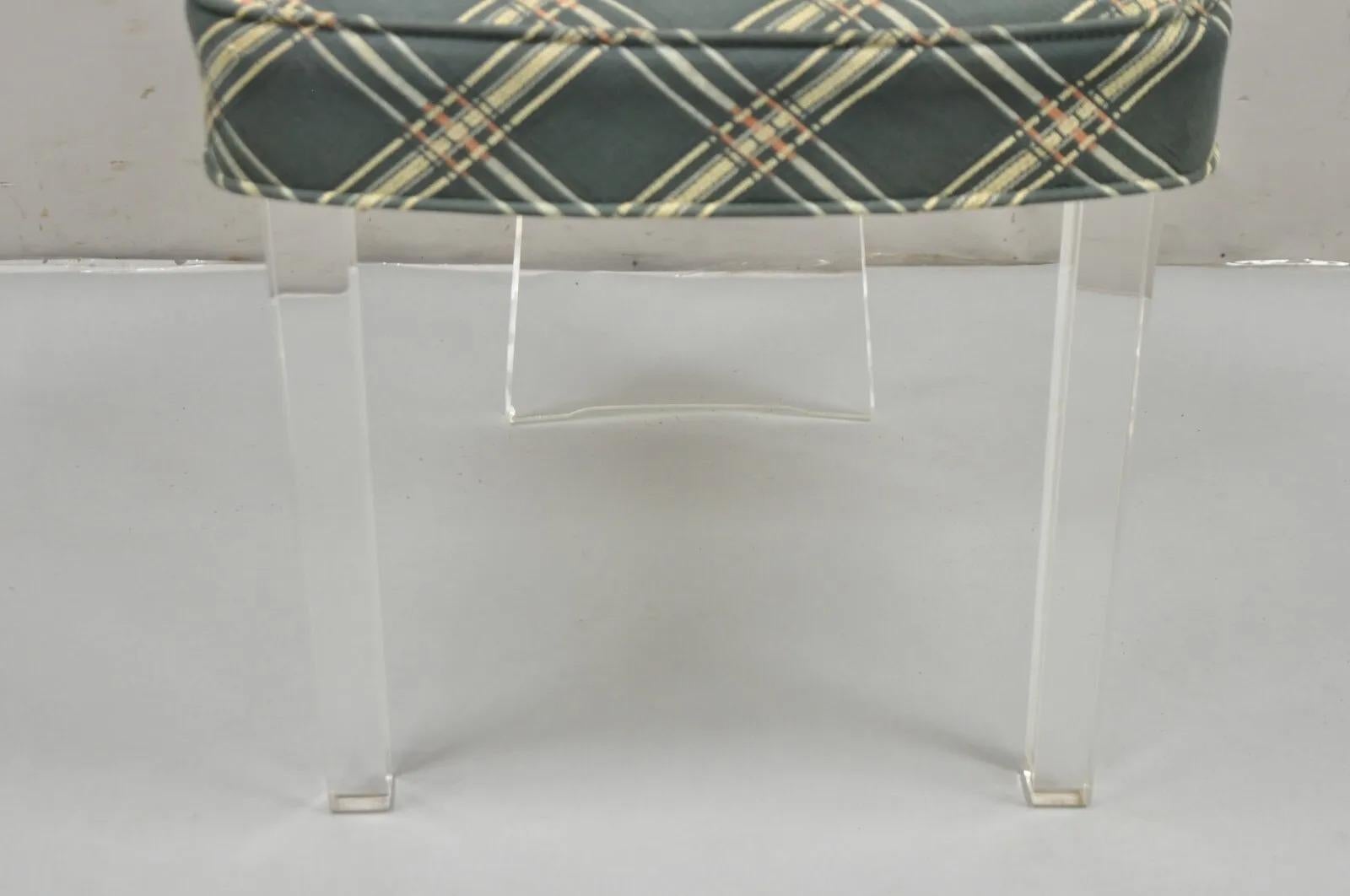 Hill Mfg Mid Century Modern Lucite Oval Cameo Back Upholstered Vanity Side Chair For Sale 5