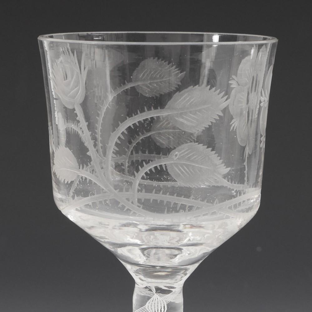 British Hill Ouston Reproduction Jacobite Engraved Wine Glass c1935 For Sale