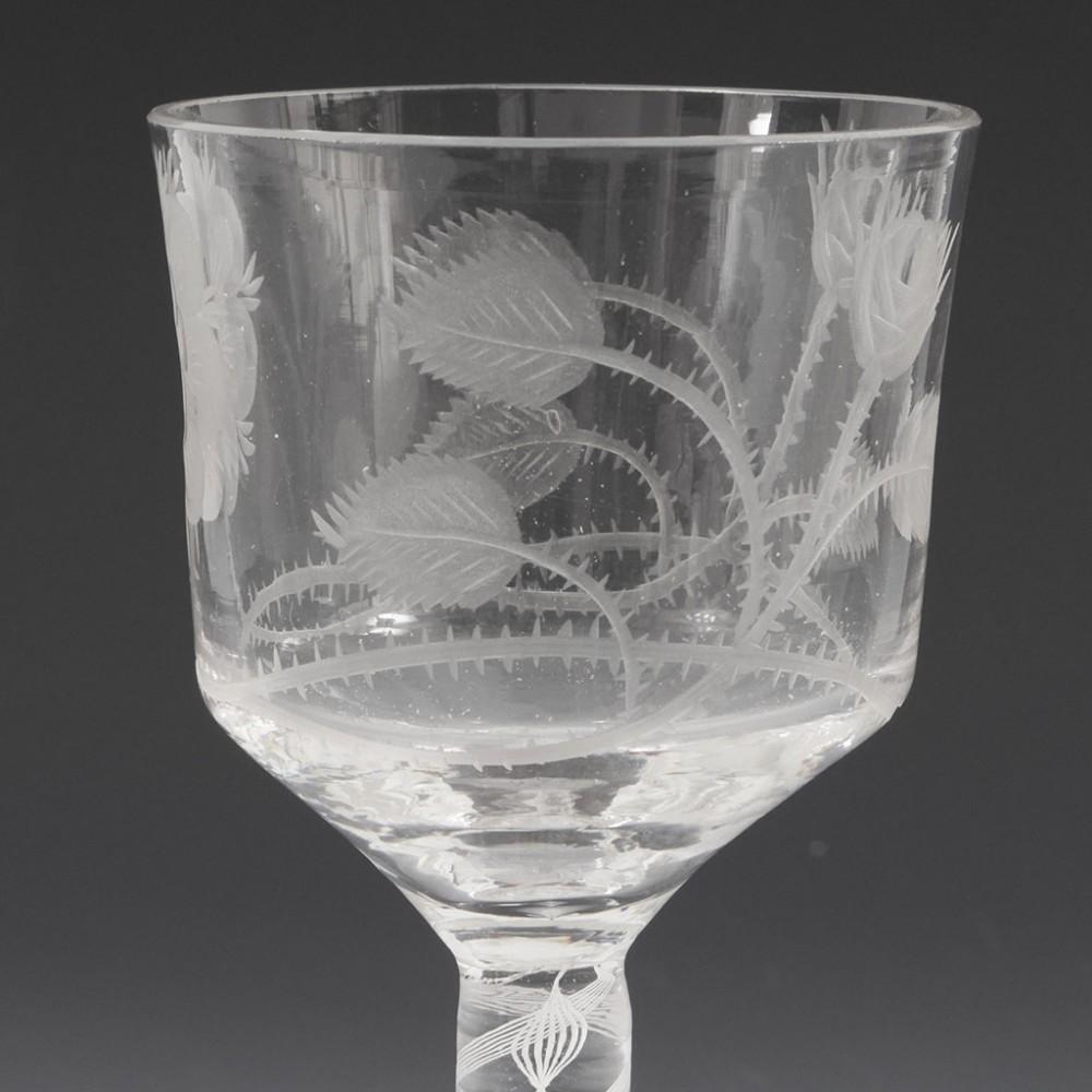 Mid-20th Century Hill Ouston Reproduction Jacobite Engraved Wine Glass c1935 For Sale