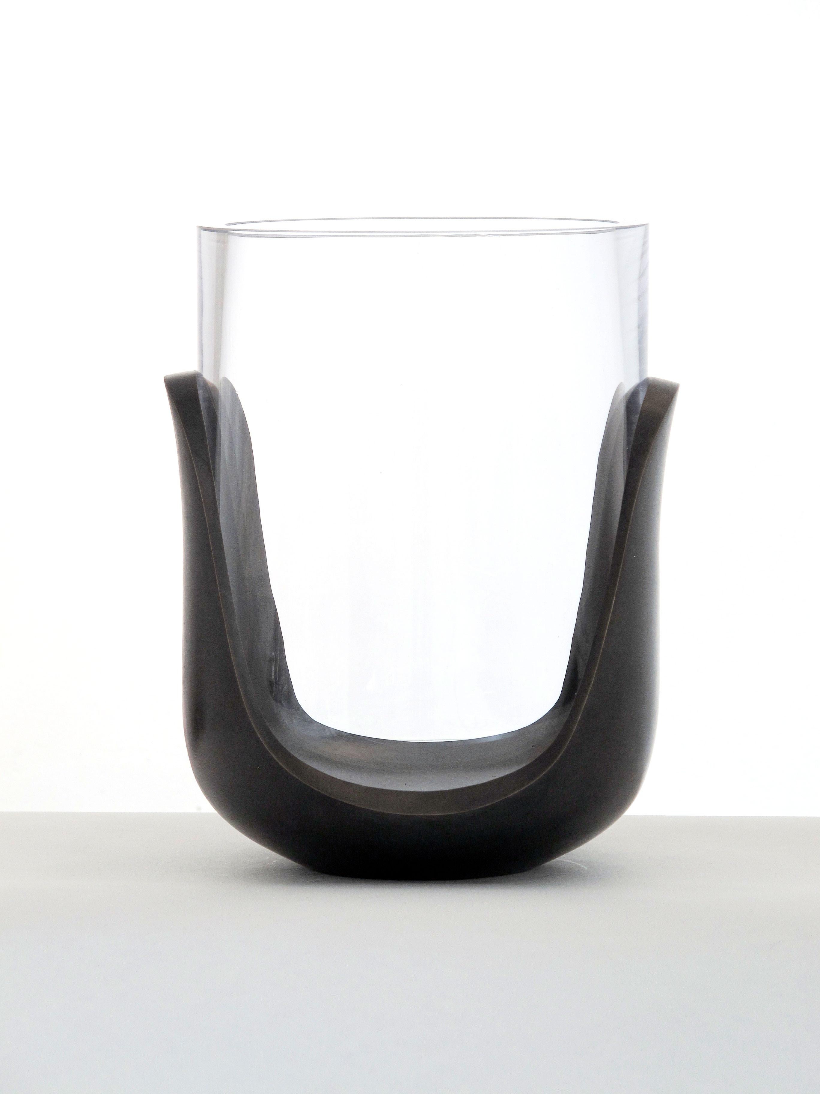 Hill vase in Bronze and Hand-blown Glass by Eric Schmitt In Excellent Condition For Sale In New York, NY