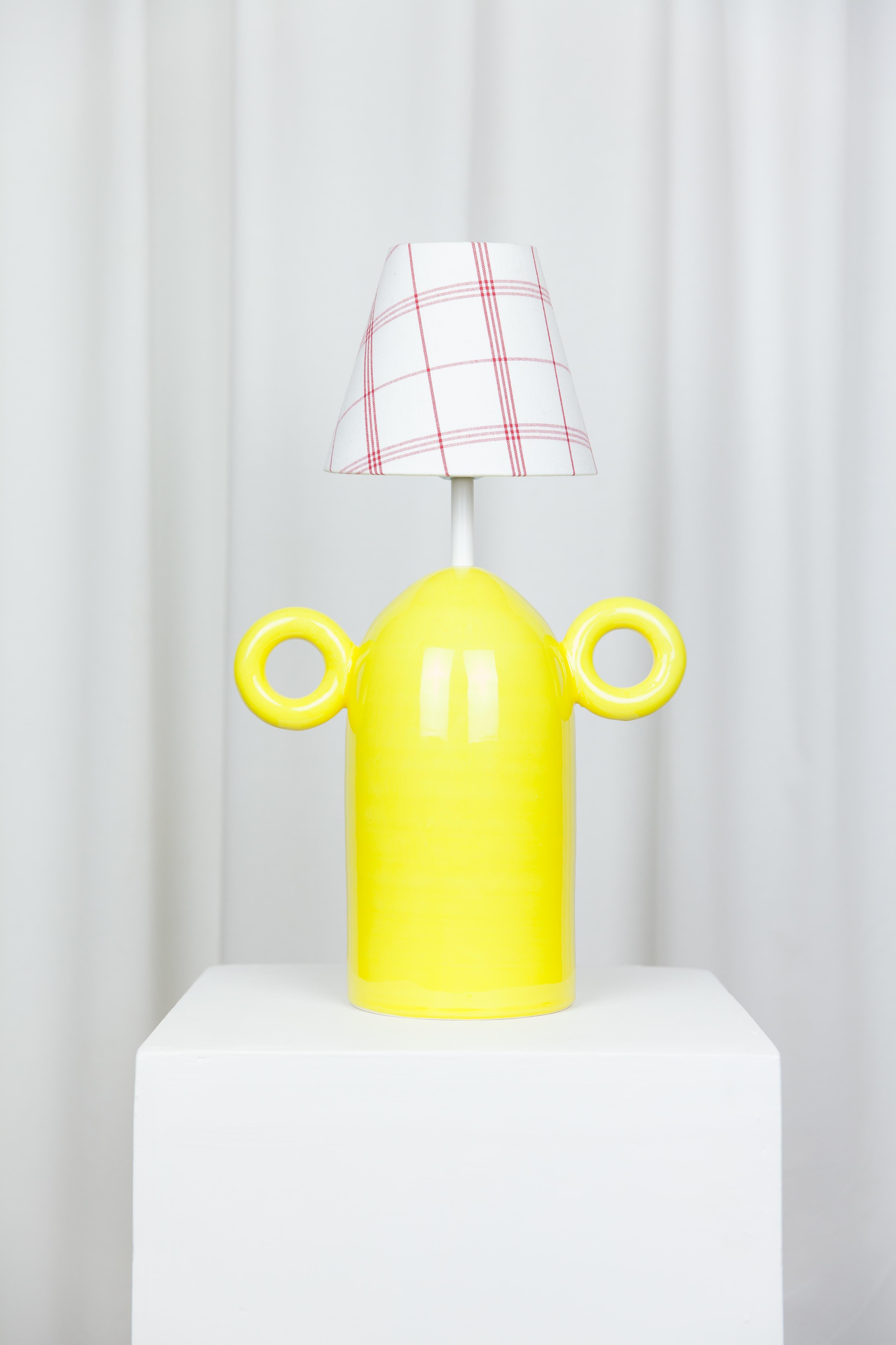 Hill yellow lamp by Lola Mayeras
Dimensions: D 27 x W 15 x W 42 cm
Materials: Earthenware.

Lamp in white earthenware, glazed in yellow.
This piece is designed and handcrafted in the south of France.

All our lamps can be wired according to