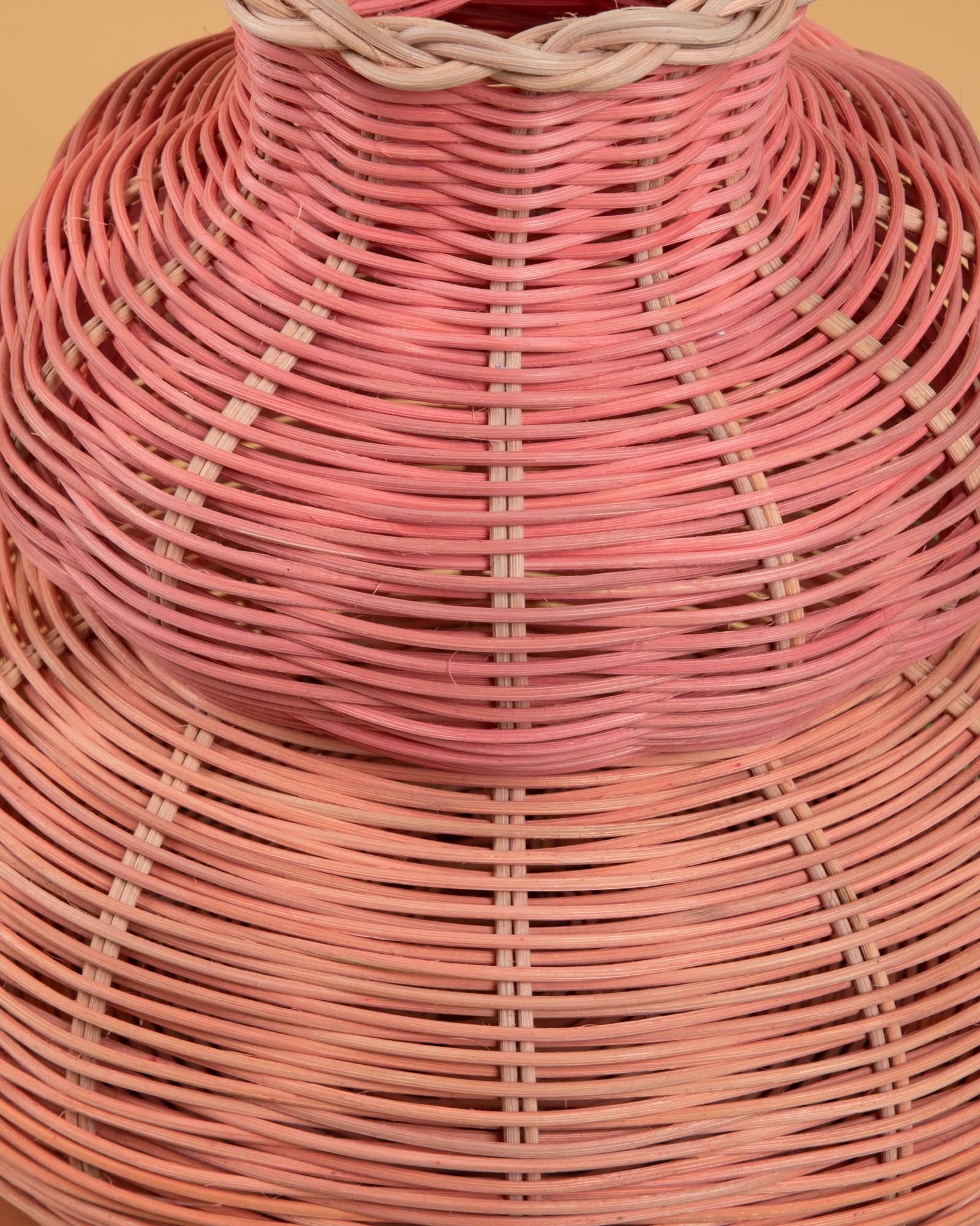 Modern Hillary Woven Vase in Peach and Pink by Studio Herron