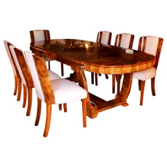 Art Deco 8-Seat Dining Suite by Hille in Walnut Veneer London England 1930