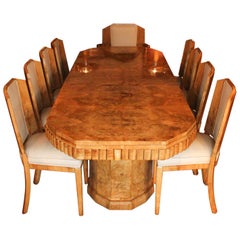 Hille Art Deco Ten-Seat Dining Suite Two Carvers Eight Side Chairs, circa 1935