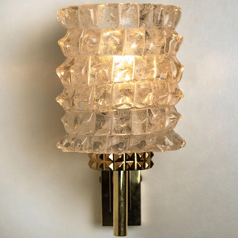Other Hillebrand Brass Glass Wall Light Fixtures, 1970s For Sale