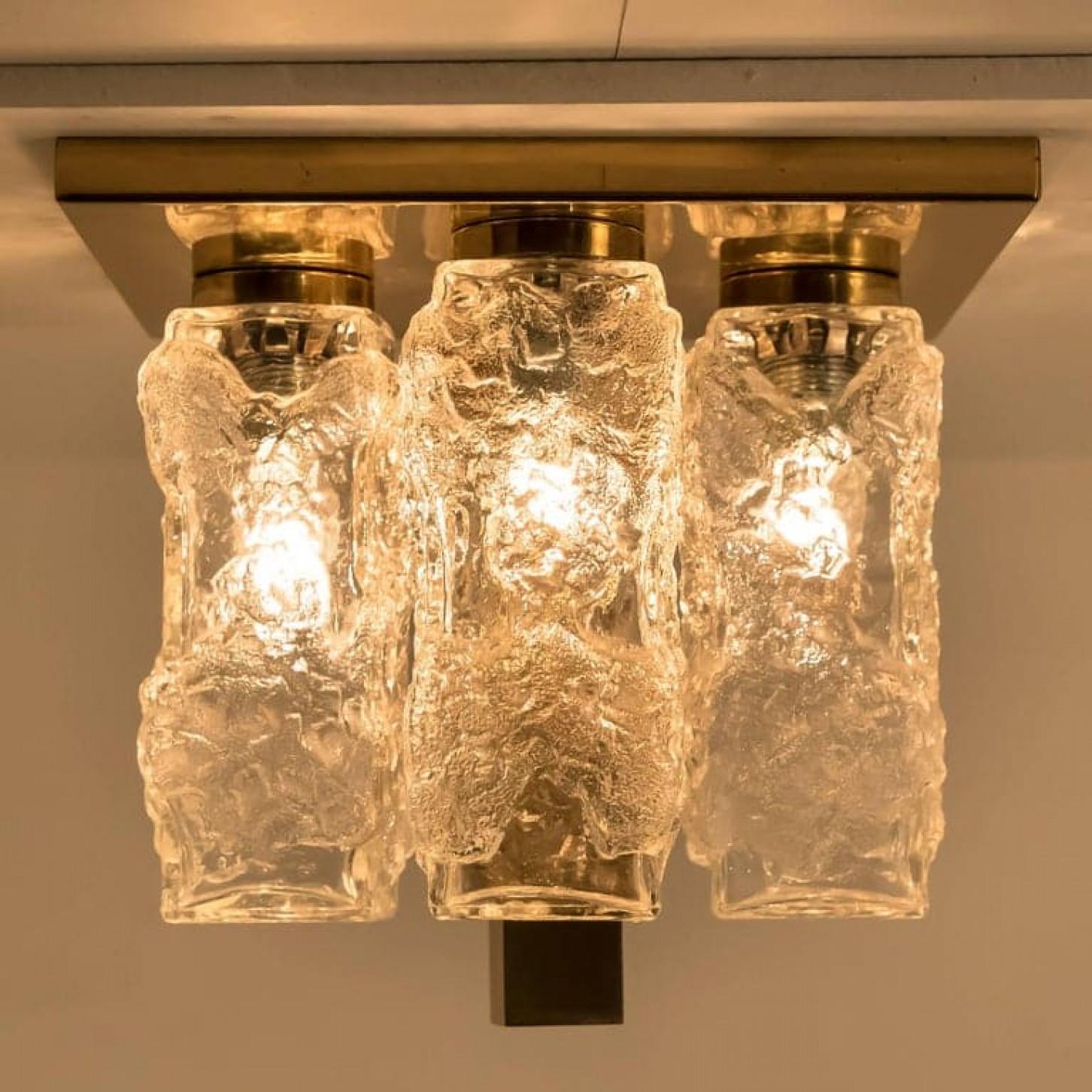 Hillebrand Brutalist Flush Mount in the Style of Kalmar, 1970s For Sale 2