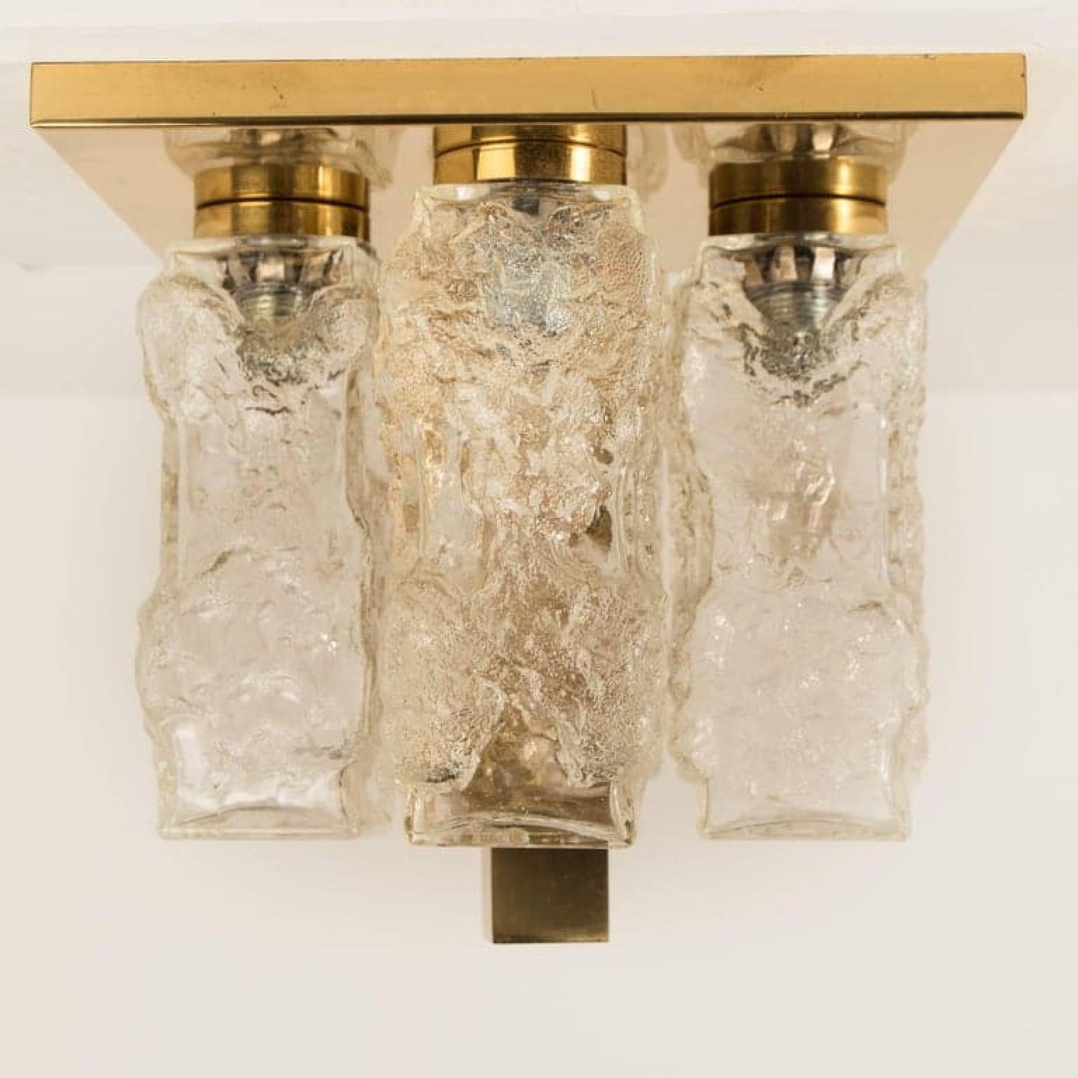 Hillebrand Brutalist Flush Mount in the Style of Kalmar, 1970s For Sale 3