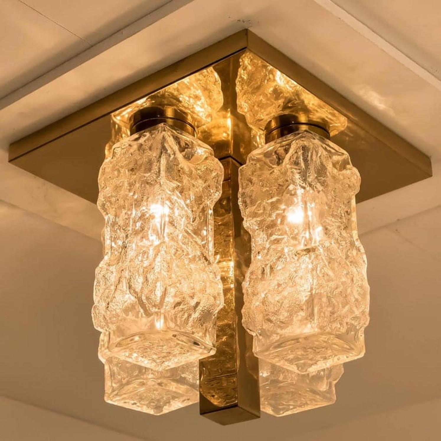Hillebrand Brutalist Flush Mount in the Style of Kalmar, 1970s For Sale 4