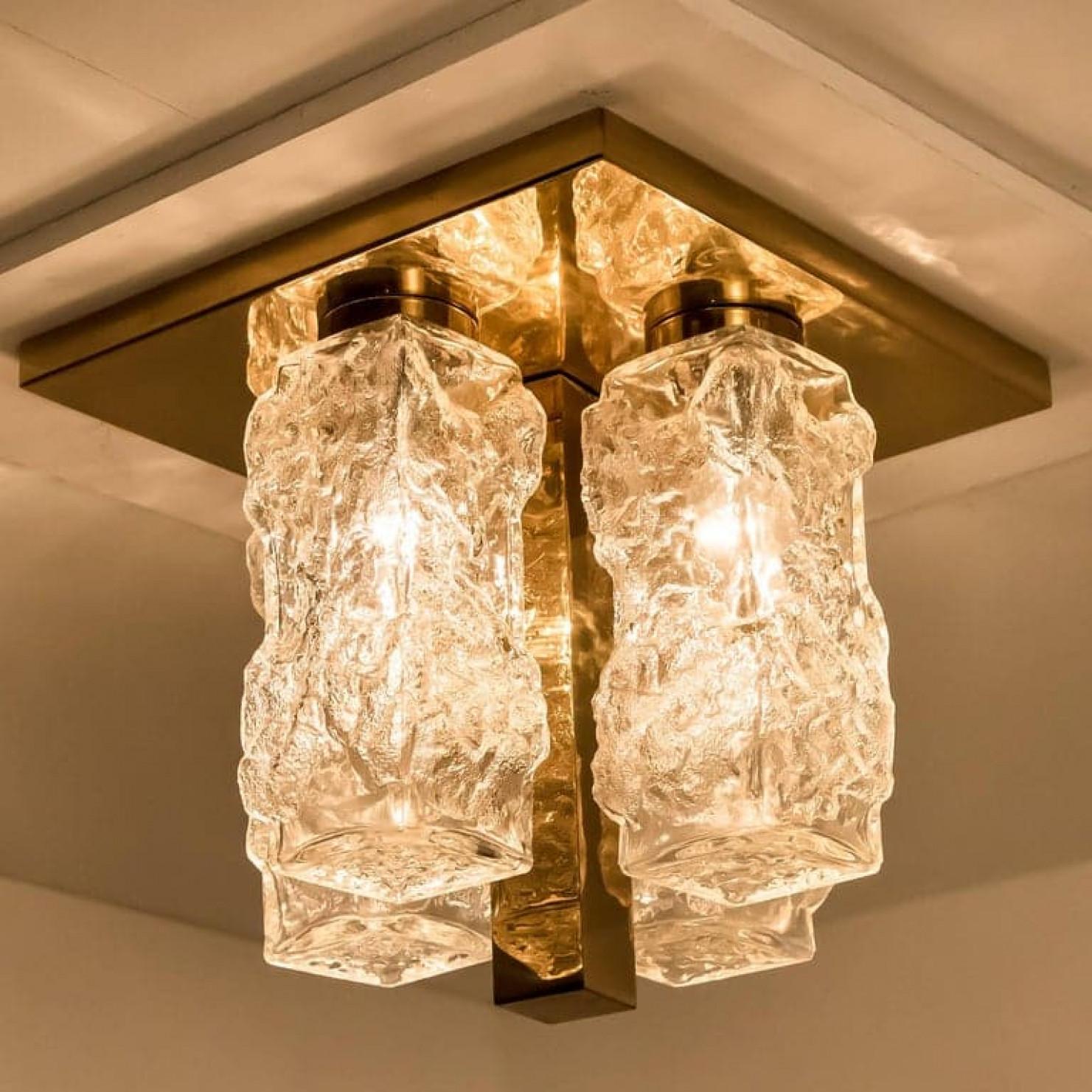 Austrian Hillebrand Brutalist Flush Mount in the Style of Kalmar, 1970s For Sale