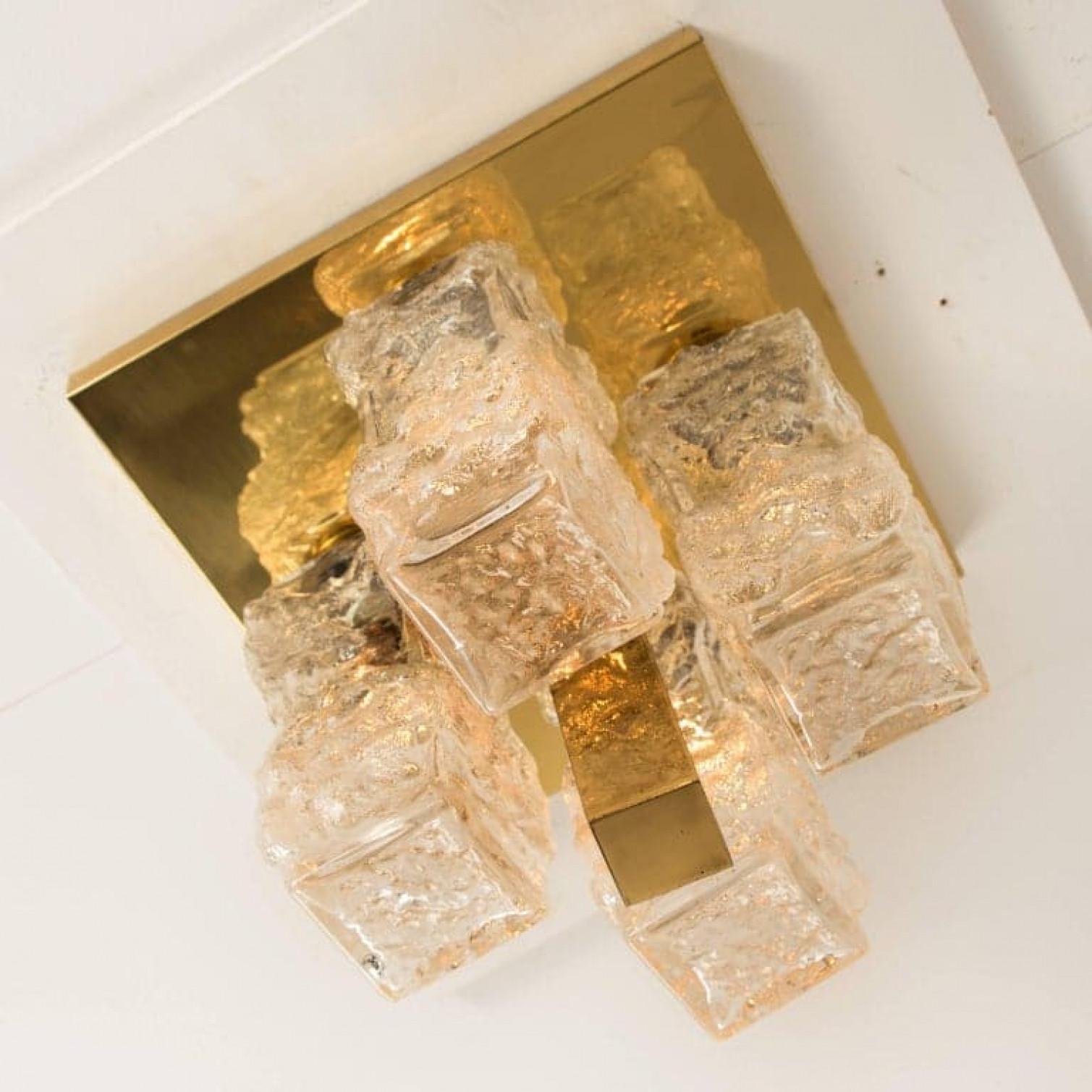 Late 20th Century Hillebrand Brutalist Flush Mount in the Style of Kalmar, 1970s For Sale