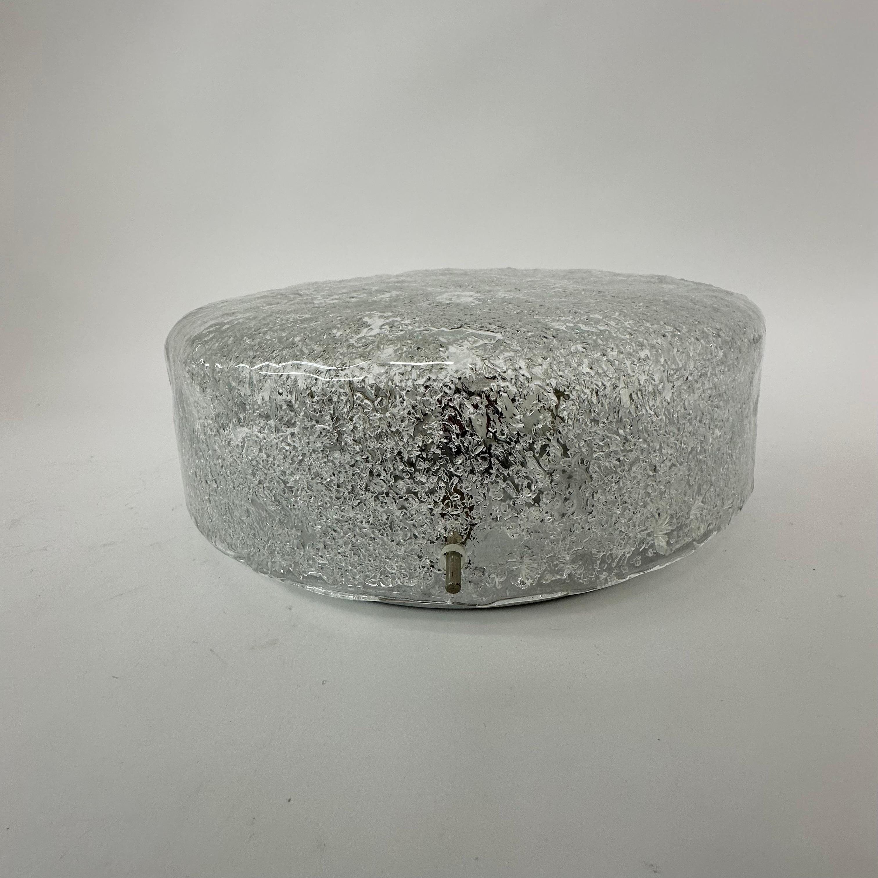 Late 20th Century Hillebrand bubble iced glass ceiling lamp , 1970’s For Sale