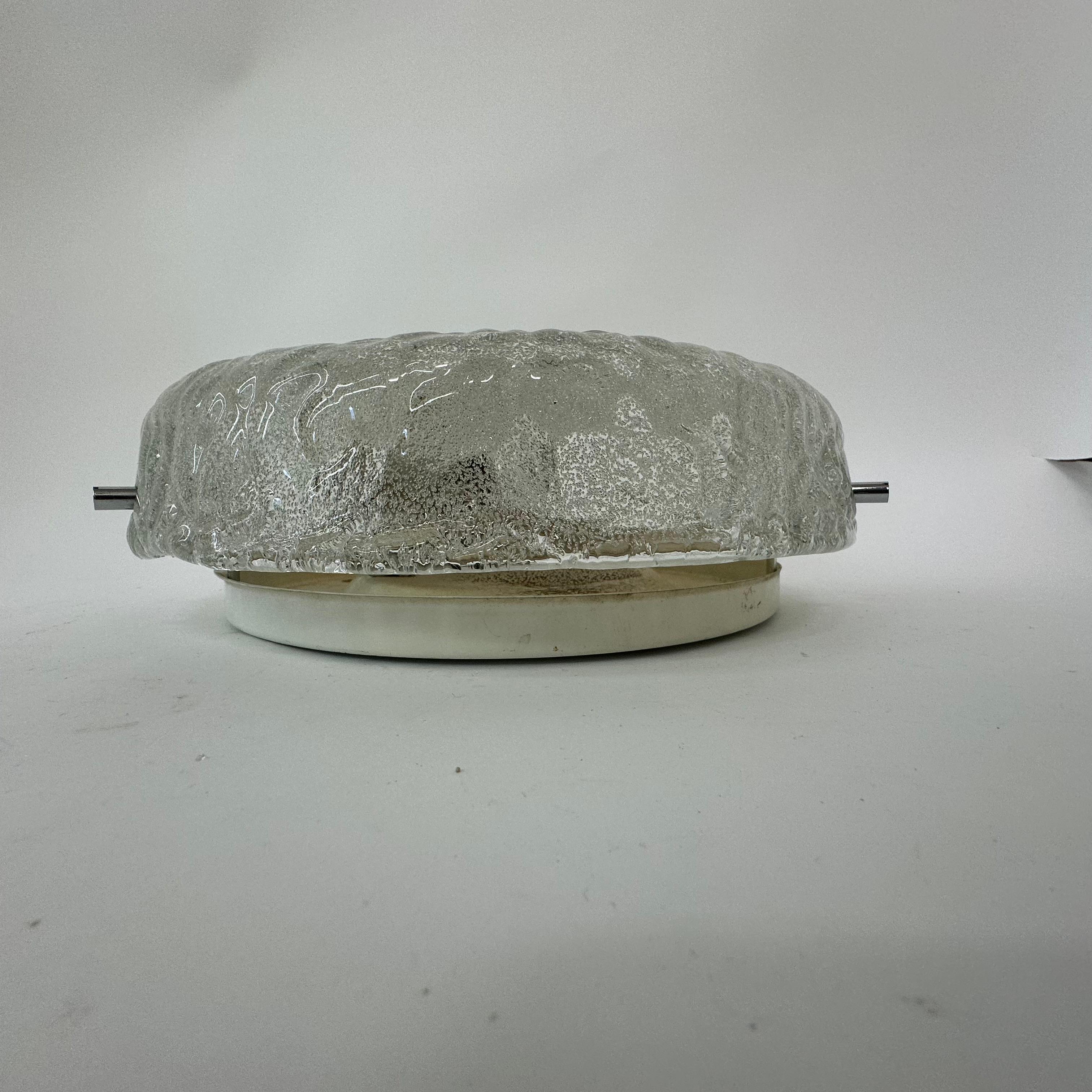 Verre Plafonnier en verre glacé à bulles Hillebrand, années 1970 en vente