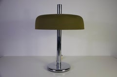 Hillebrand Chrome and Green Shade Table Lamp, 1960s, Germany
