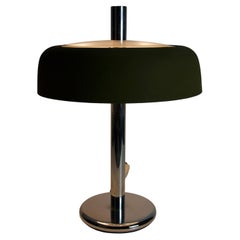 Hillebrand Chrome and Green Shade Table Lamp, 1960s, Germany