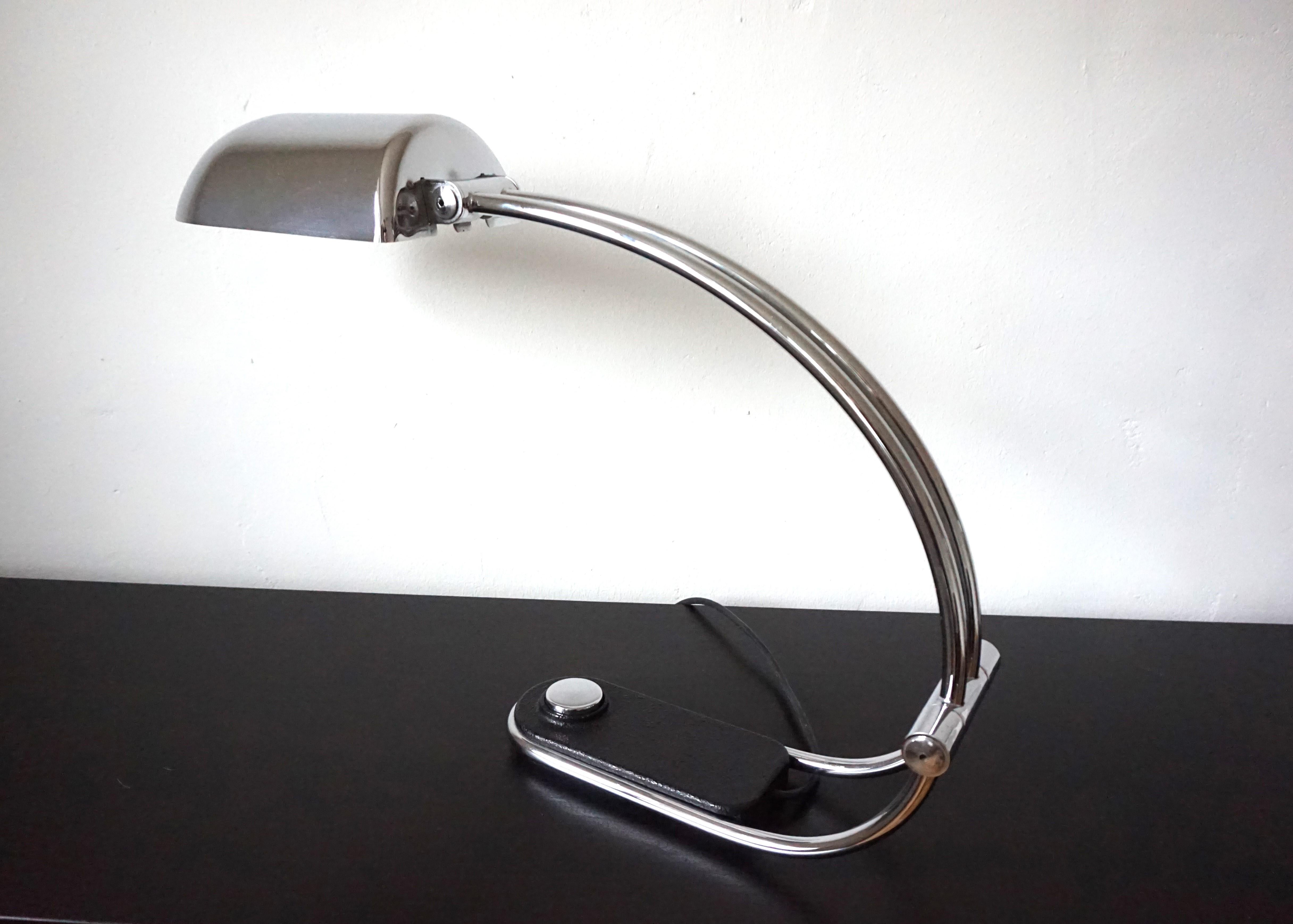 Mid-Century Modern Hillebrand chrome table lamp by Egon Hillebrand For Sale
