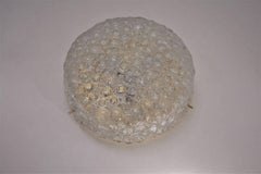 Hillebrand Flush Mount Brass and Glass Shade, circa 1970s, German