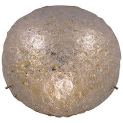 Hillebrand Flush Mount Brass and Glass Shade, circa 1970s, German