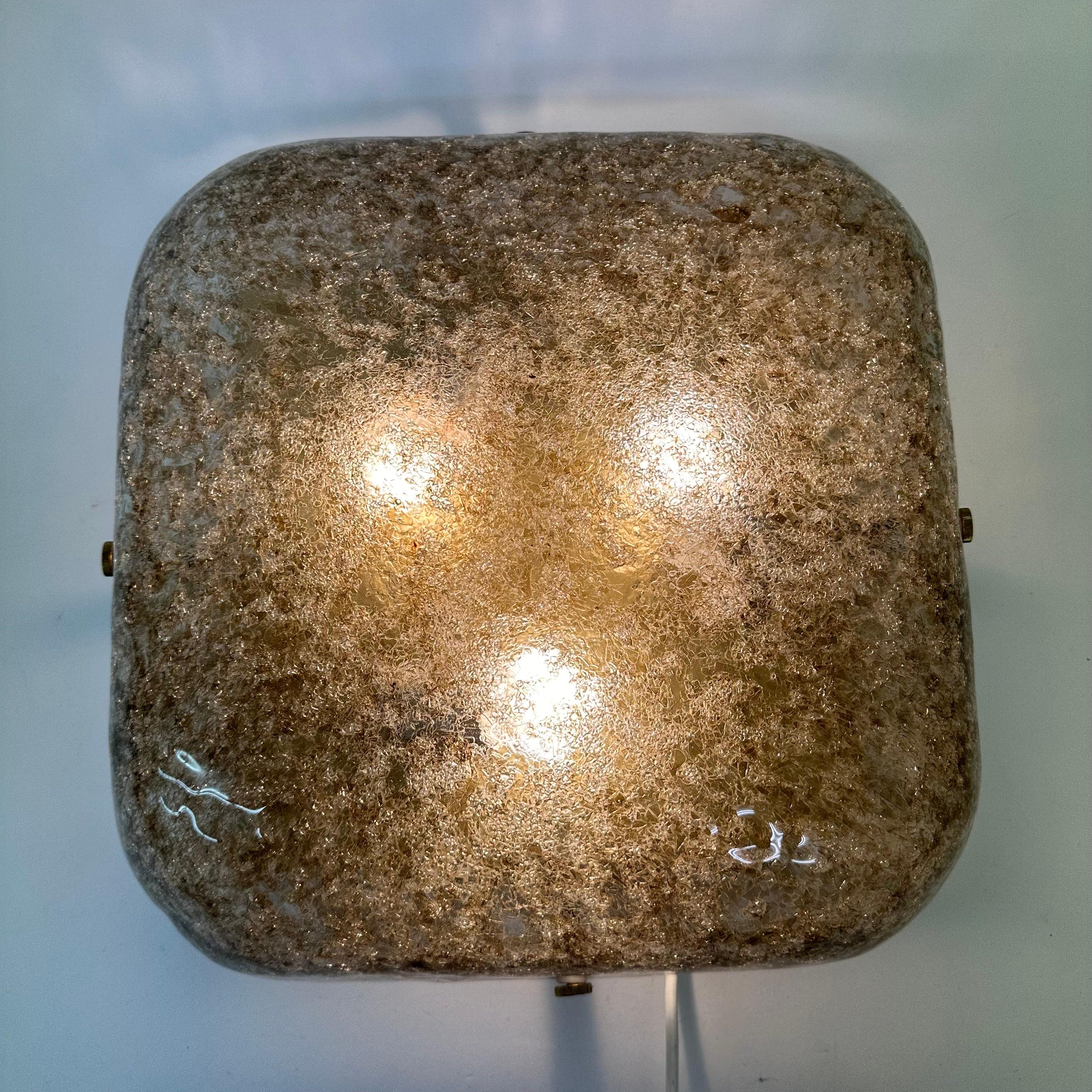 German Hillebrand Leuchten Flush Mount ceiling lamp murano glass , 1970’s For Sale