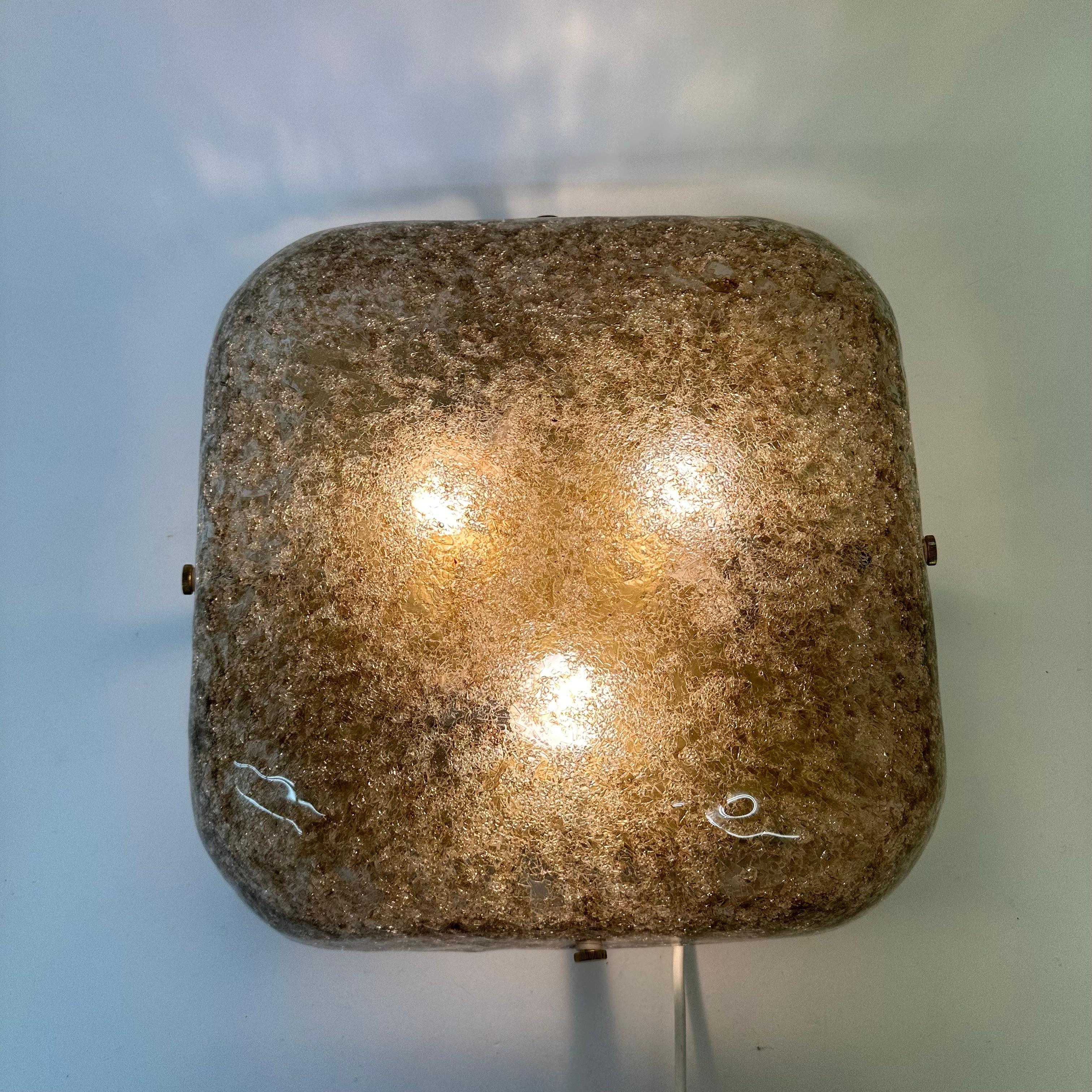 Late 20th Century Hillebrand Leuchten Flush Mount ceiling lamp murano glass , 1970’s For Sale