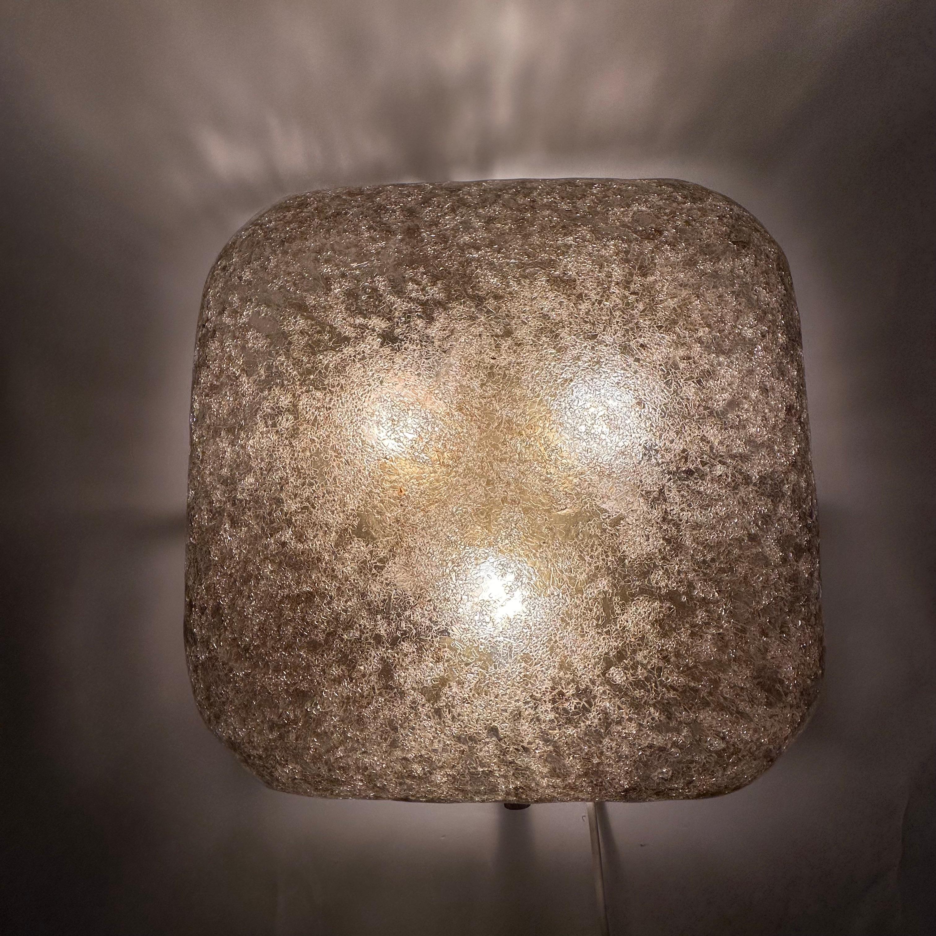 Glass Hillebrand Leuchten Flush Mount ceiling lamp murano glass , 1970’s For Sale