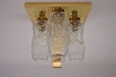 Hillebrand Lighting, Flush Light on Brass Frame, circa 1970s, German Kalmar