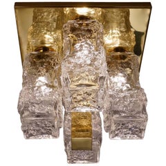 Hillebrand Lighting, Flush Light on Brass Frame, circa 1970s, German Kalmar