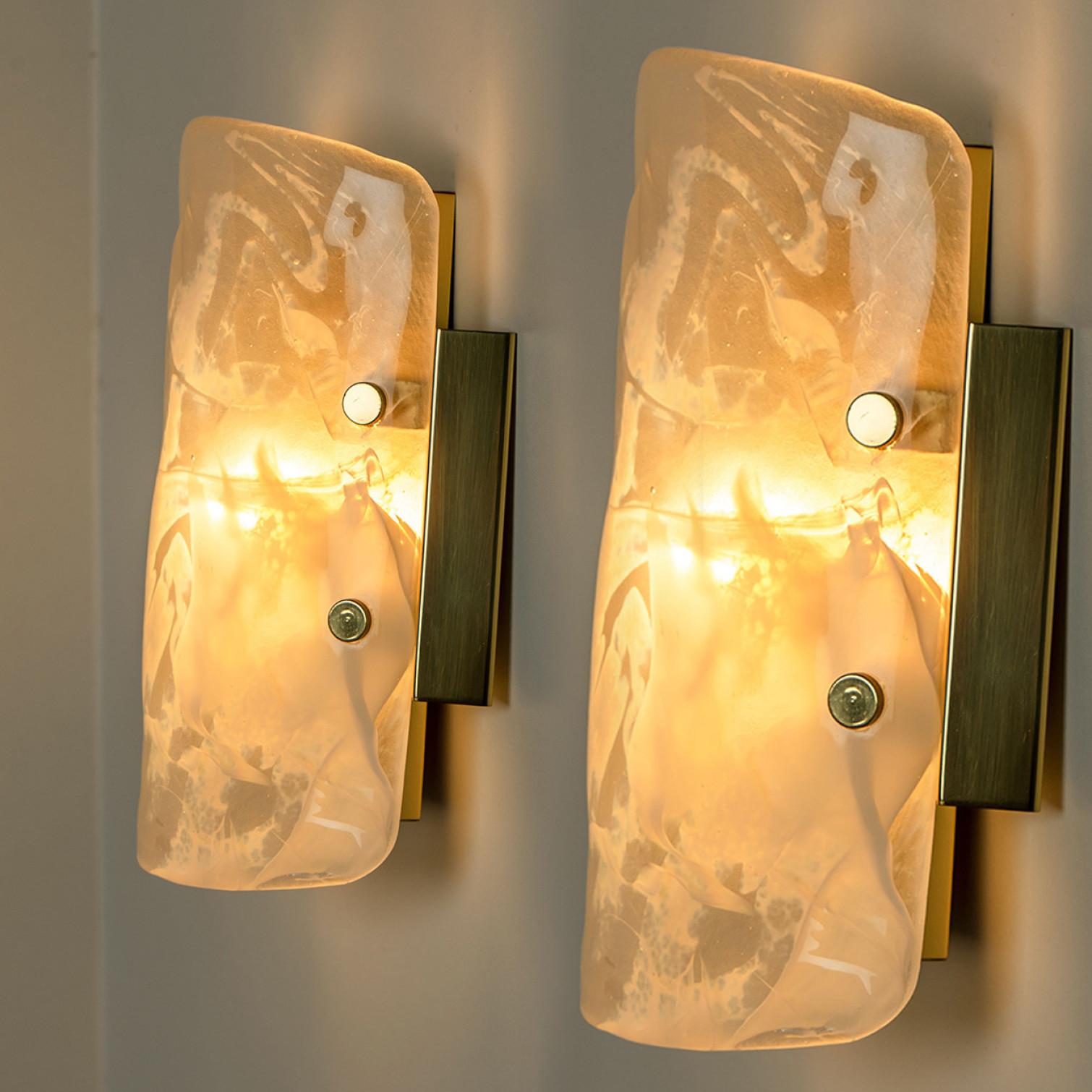 Hillebrand Marble Murano Glass Wall Light Fixtures, 1960s For Sale 3