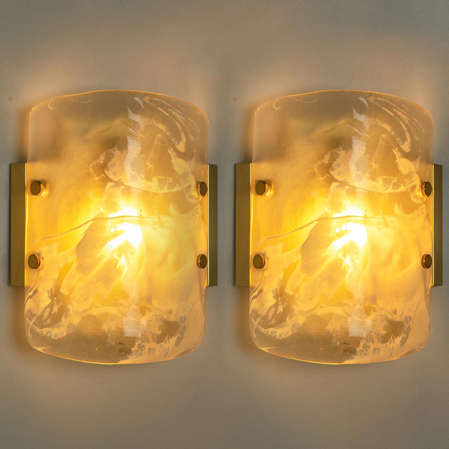 Hillebrand Marble Murano Glass Wall Light Fixtures, 1960s For Sale 4