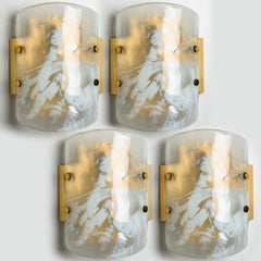 Hillebrand Marble Murano Glass Wall Light Fixtures, 1960s